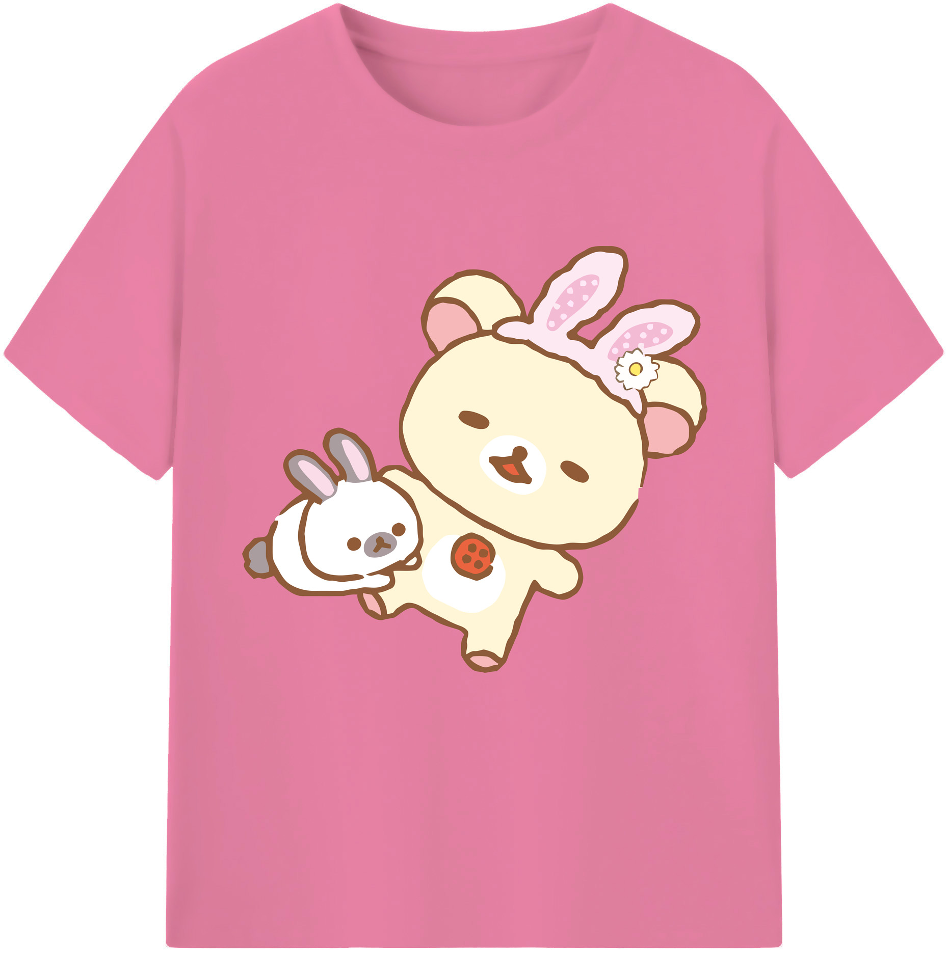 （画像用） リラックマ リラックマ キイロイトリ Rilakkuma Korilakkuma Kiiroitori 綿100％半袖Tシャツ（フロントプリント）
